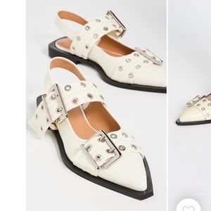 Ganni wide buckle ballerina flats